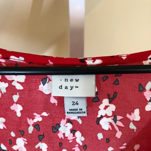 A New Day NWOT Women's Short Sleeve Maxi Sundress Red Floral Size 24 - Picture 4 of 9